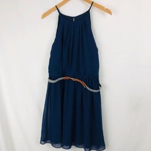 IZ Byer Belted Sleeveless Dress